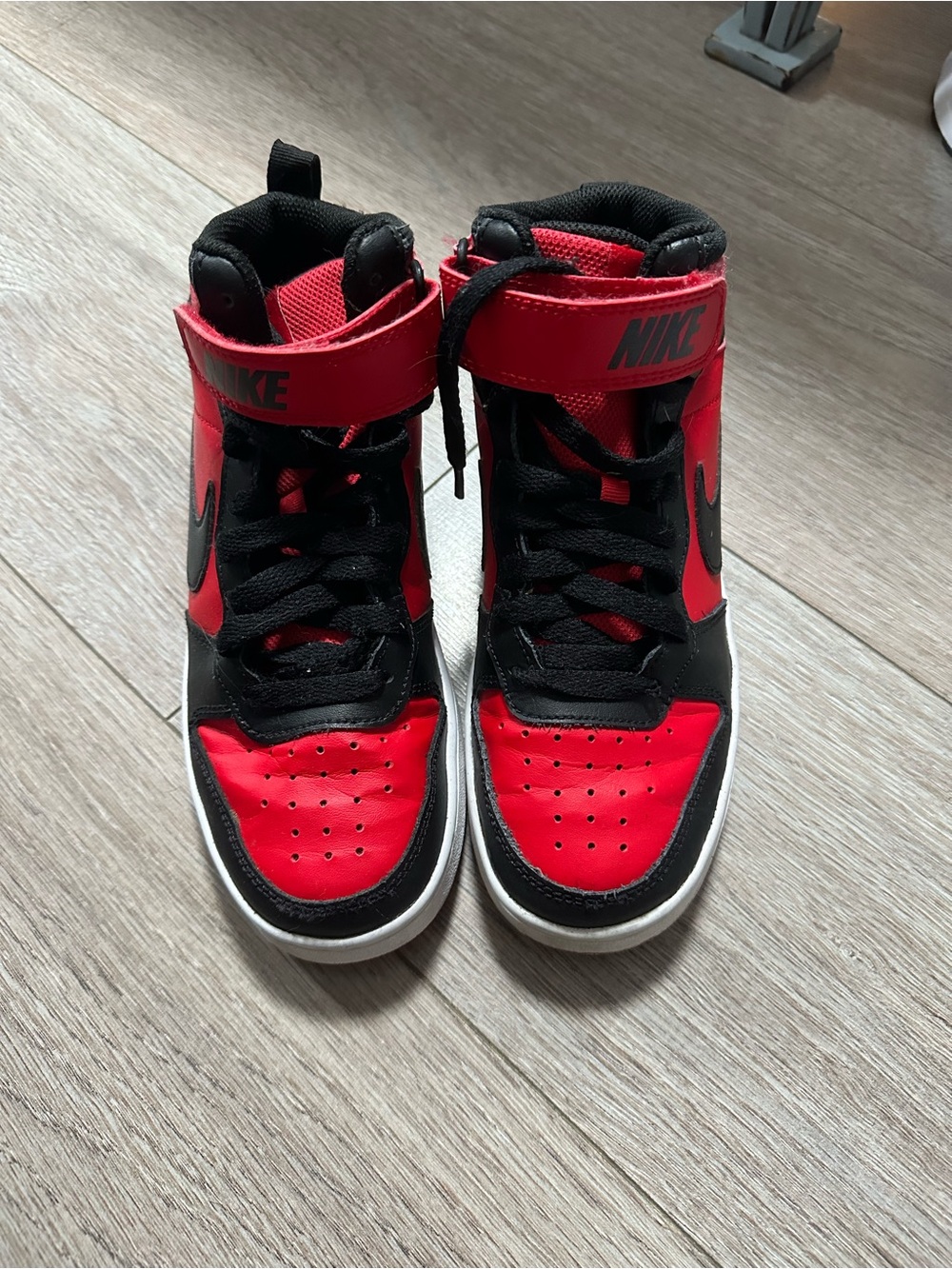 Nike Kids Red and Black High-Top Sneakers